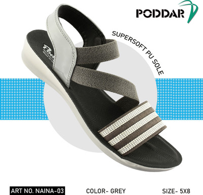 PODDAR Causal and Partywear Sandals For Women Women Flats(Grey , 7)