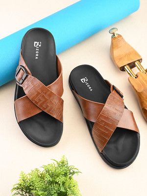 BIZORA Men Sandals(Tan , 6)