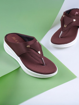 JIG & SID Women Wedges(Brown , 6)