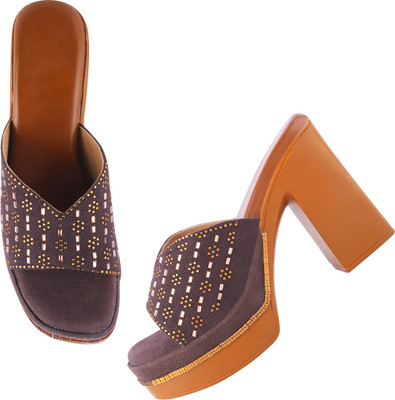 TRYME Women Heels(Brown , 7)