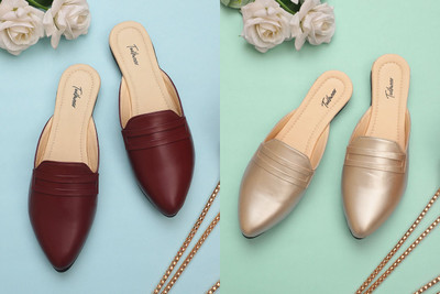 Todhwear Women Heels(Maroon, Gold , 5)