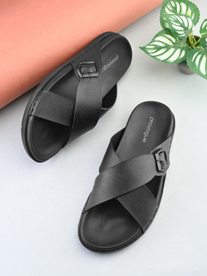 PROVOGUE Men Sandals(Black , 9)
