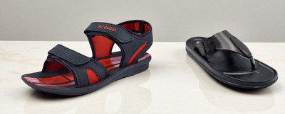 Classica Men Sandals(Brown, Black, Red , 8)