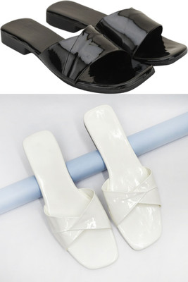 RTC ROYAL TRADING COMPANY Women Flats(Black, White , 7)