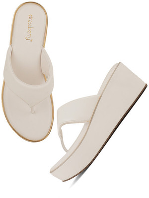 Dressberry Women Wedges(White , 3)