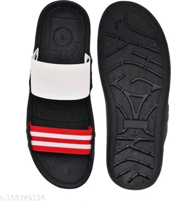 house of common Men Sandals(Red, Black , 6)