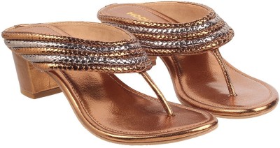 MOCHI Women Heels(Gold , 8)