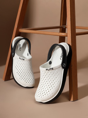 FLITE Men Clogs(White, Black , 10)