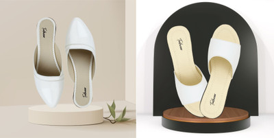 Todhwear Women Heels(Black, White , 8)