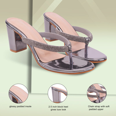KILLER Women Heels(Silver , 8)
