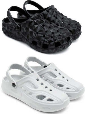 Golf Men Clogs(Black, Grey , 8)