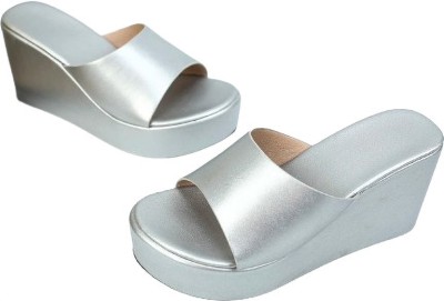 Baespice Women Wedges(Silver , 4)