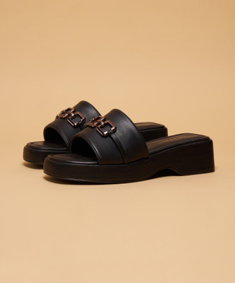 ERIDANI Women Wedges(Black , 3)