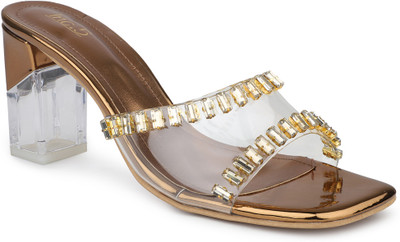 Inc.5 Casual Open Toe Heel Sandals Women Heels(Gold , 8)