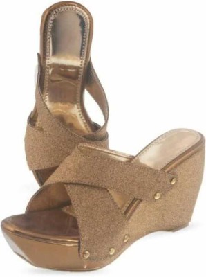 JEEVASHI Women Wedges(Copper , 5)