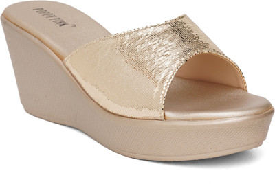 POPPY PINK Women Heels(Gold , 4)