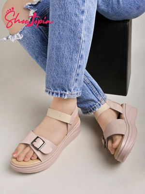 SHOETOPIA Women Wedges(Beige , 3)