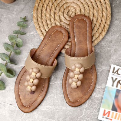 Ramkudi Women Flats(Khaki , 4)