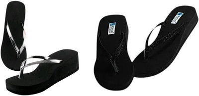 Komfy Women Flats(Black, Silver , 5)