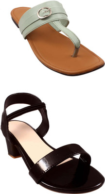 Goraiya Women Flats(Green, Black , 9)