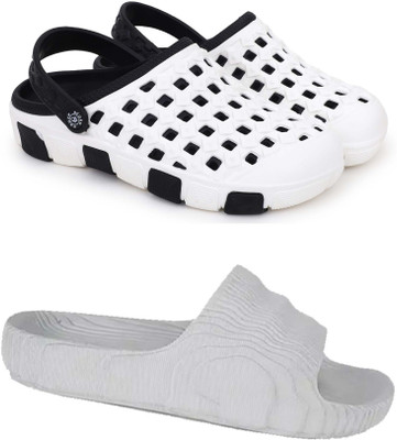 Pampy Angel Men Slippers(Black, Grey, White , 6)