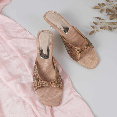 METRO Women Heels(Gold , 8)