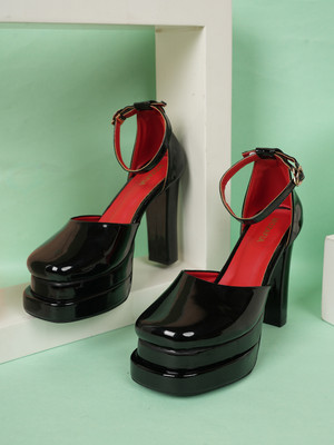 MOZAFIA Women Heels(Black , 5)