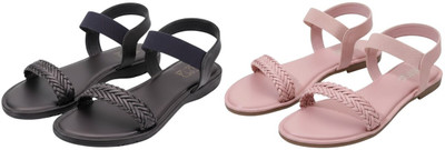 Kuhu Creations Women Flats(Pink, Grey , 5)