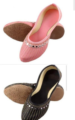 ZIYARAT COLLECTION Women Flats(Pink, Black , 6)