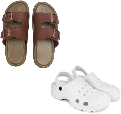 Vomoya Men Sandals(Tan, White , 6)
