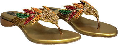 Hafiz footwear Women Flats(Gold , 7)