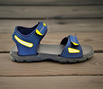 Classica Men Sandals(Blue, Yellow, Tan , 8)