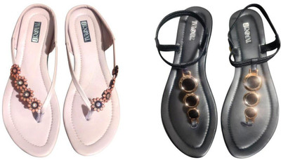 Nicesteps Women Flats(Black, Pink , 4)