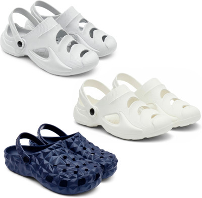 Golf Men Clogs(Grey, White, Blue , 7)