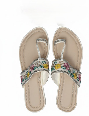 RRC Women Flats(White, Beige , 10)