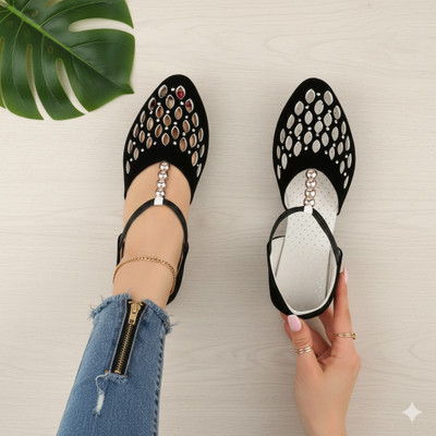 RuWin FASHION Women Wedges(Black , 7)