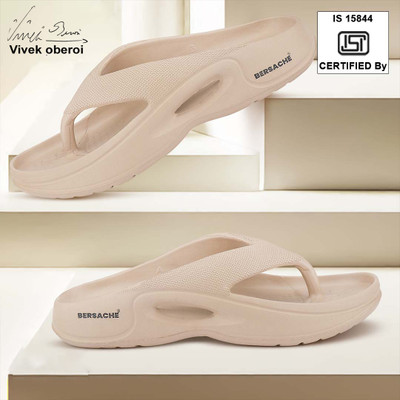 BERSACHE Men Slides(Beige , 6)