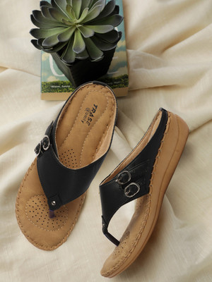 TRASE Soft Doctor Women Wedges(Black , 9)