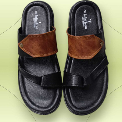 InfiniTrenz Men Sandals(Black, Brown , 9)