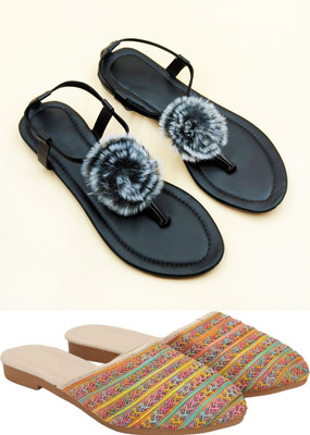 RTC ROYAL TRADING COMPANY Women Flats(Multicolor, Black , 4)