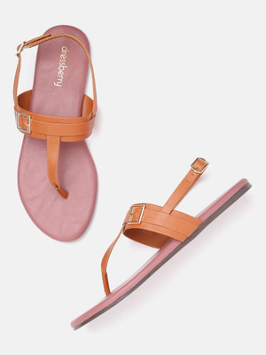 Dressberry Women Flats(Tan, Pink , 6)