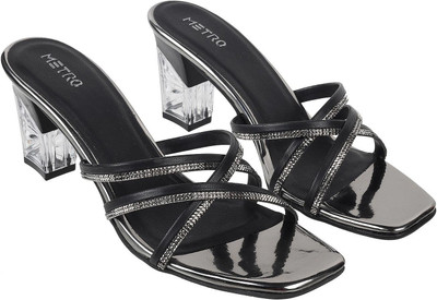 METRO Women Heels(Black , 4)