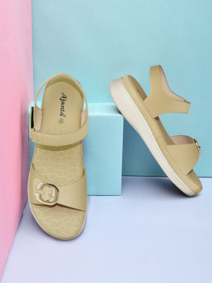 AJANTA Women Flats(Beige , 3)