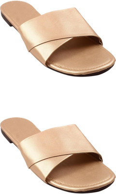 Goraiya Women Flats(Gold, Gold , 7)