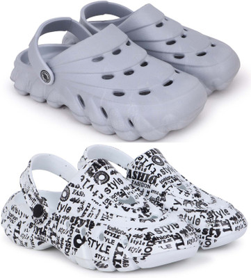 KAPYANSH Men Combo Pack of 2, Ultra cushion, Flipflops, Slipper, Slides, Sandal, Clogs Men Casual(Grey, White , 6)