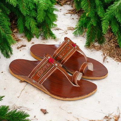 DFR Ethnic Sandals Men Rajasthani Slippers Men Casual(Brown , 6)