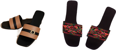 Dualstep Women Flats(Black, Brown, Black , 9)