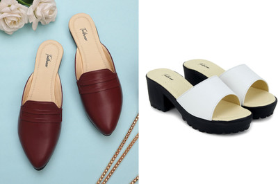Todhwear Women Heels(Maroon, White , 5)