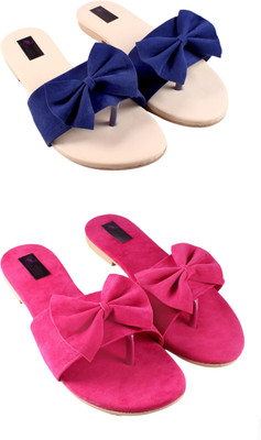 Red Flamingo Women Flats(Pink, Blue , 7)