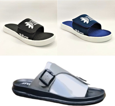Classica Men Sandals(Black, Blue, Grey , 10)
